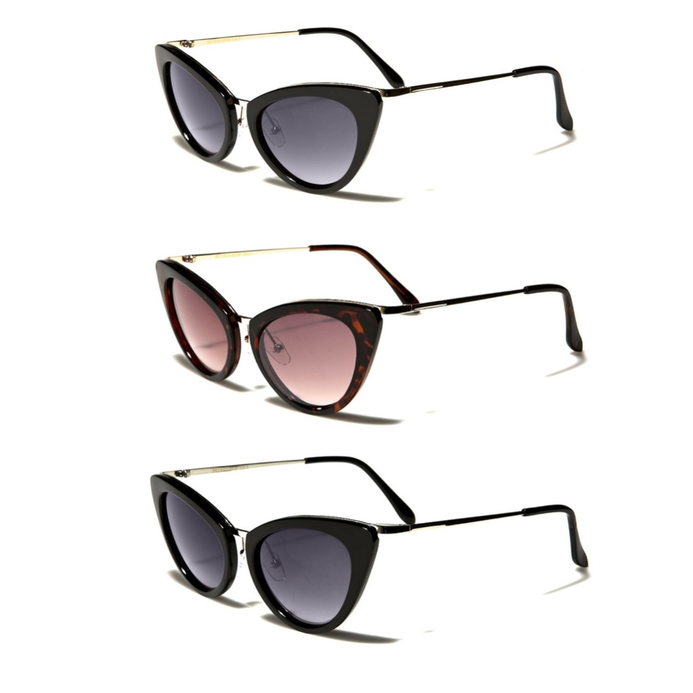 Retro Cat Eye Sunglasses Black Brown